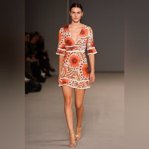 Marciano Silk Dress Orange Floral Mini xs